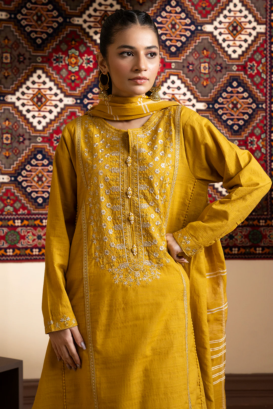 Embroidered Kurta Dupatta Trouser - 3354 - Image 7