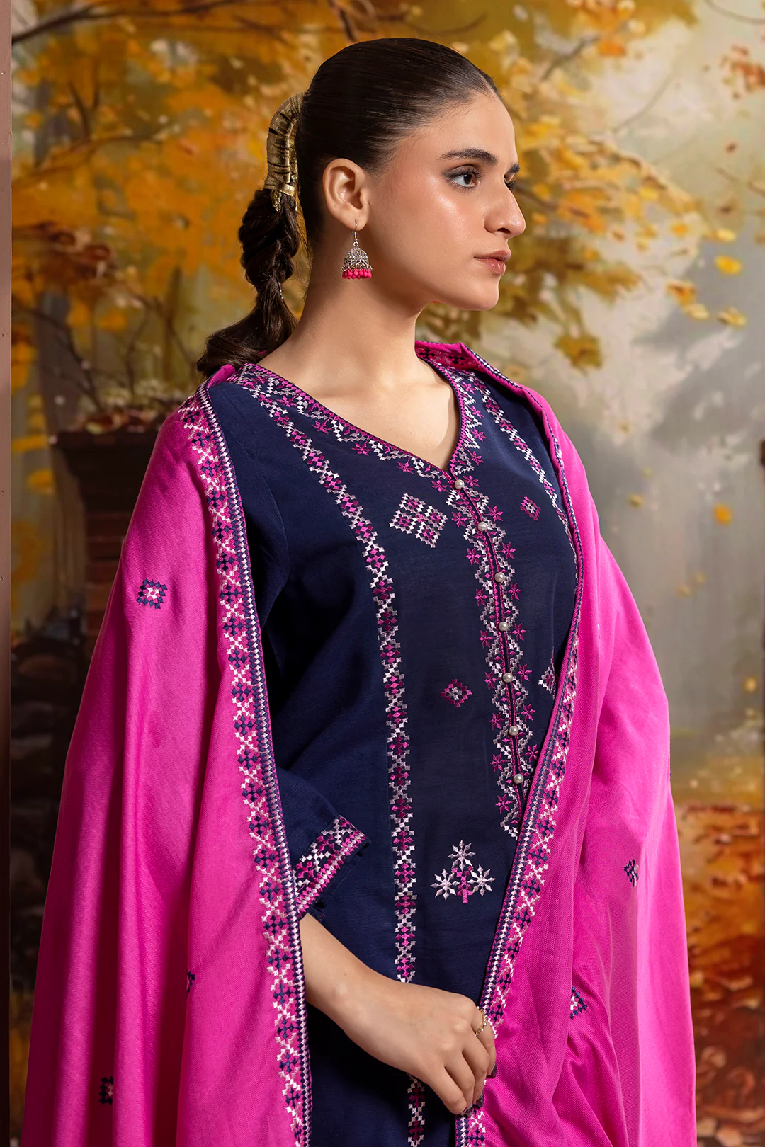 Embroidered Kurta Dupatta Trouser - 3373 - Image 9