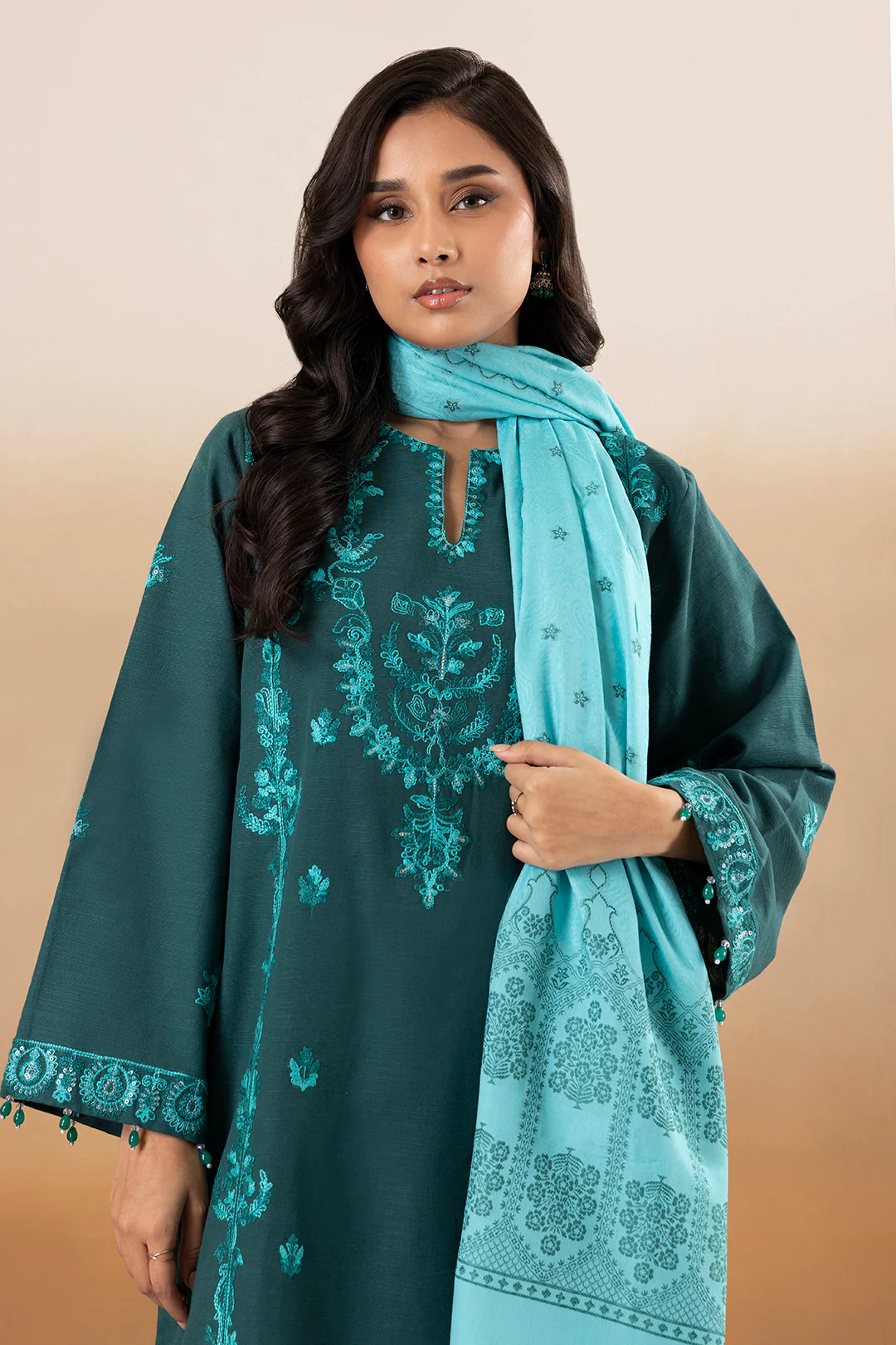 Embroidered Kurta Dupatta Trouser - 3378 - Image 4