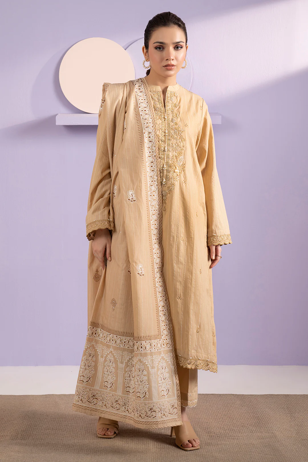 Embroidered Kurta Dupatta Trouser - 3392