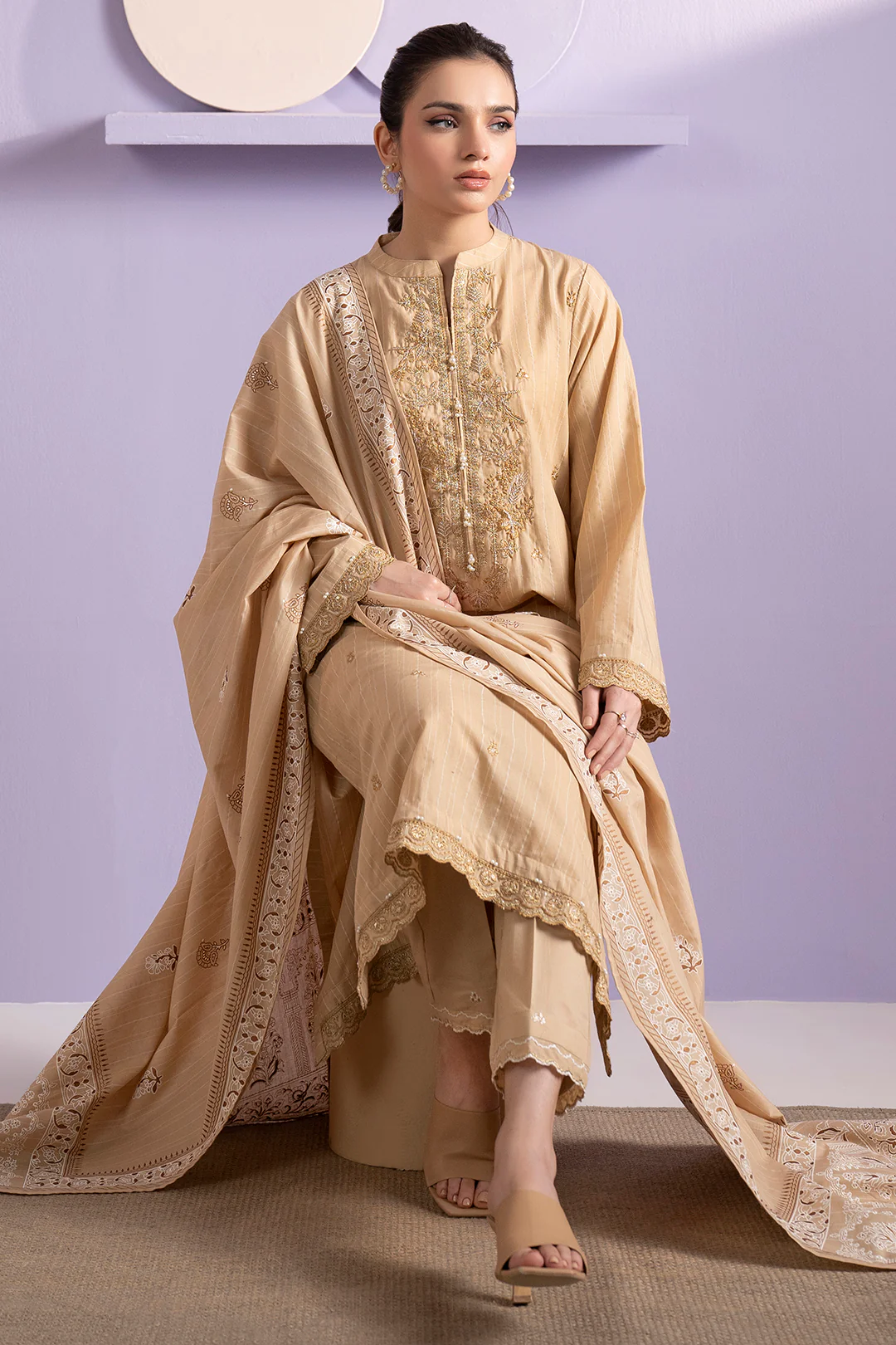 Embroidered Kurta Dupatta Trouser - 3392 - Image 3