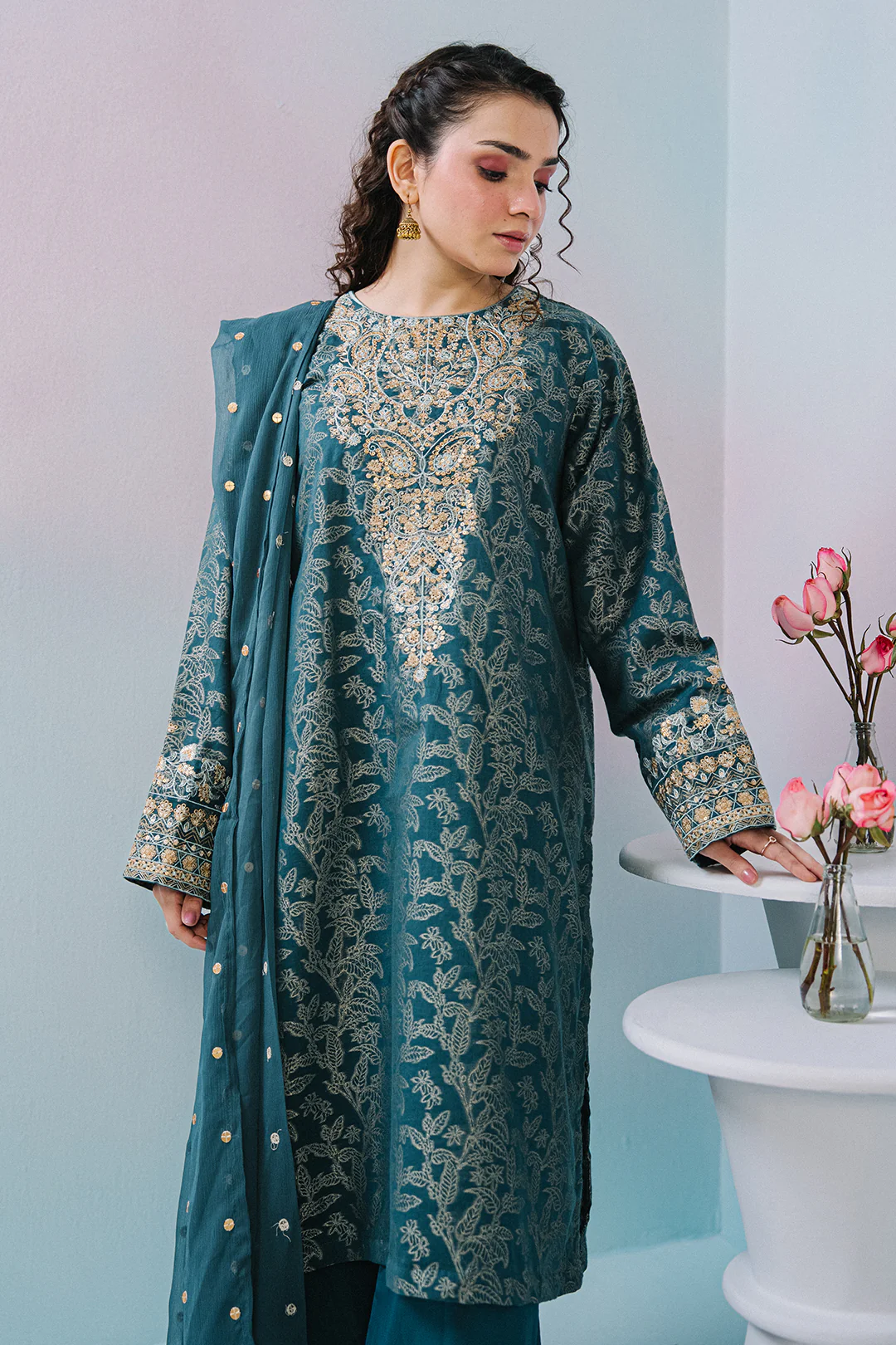 Embroidered Kurta Dupatta Trouser - 2523 - Image 4