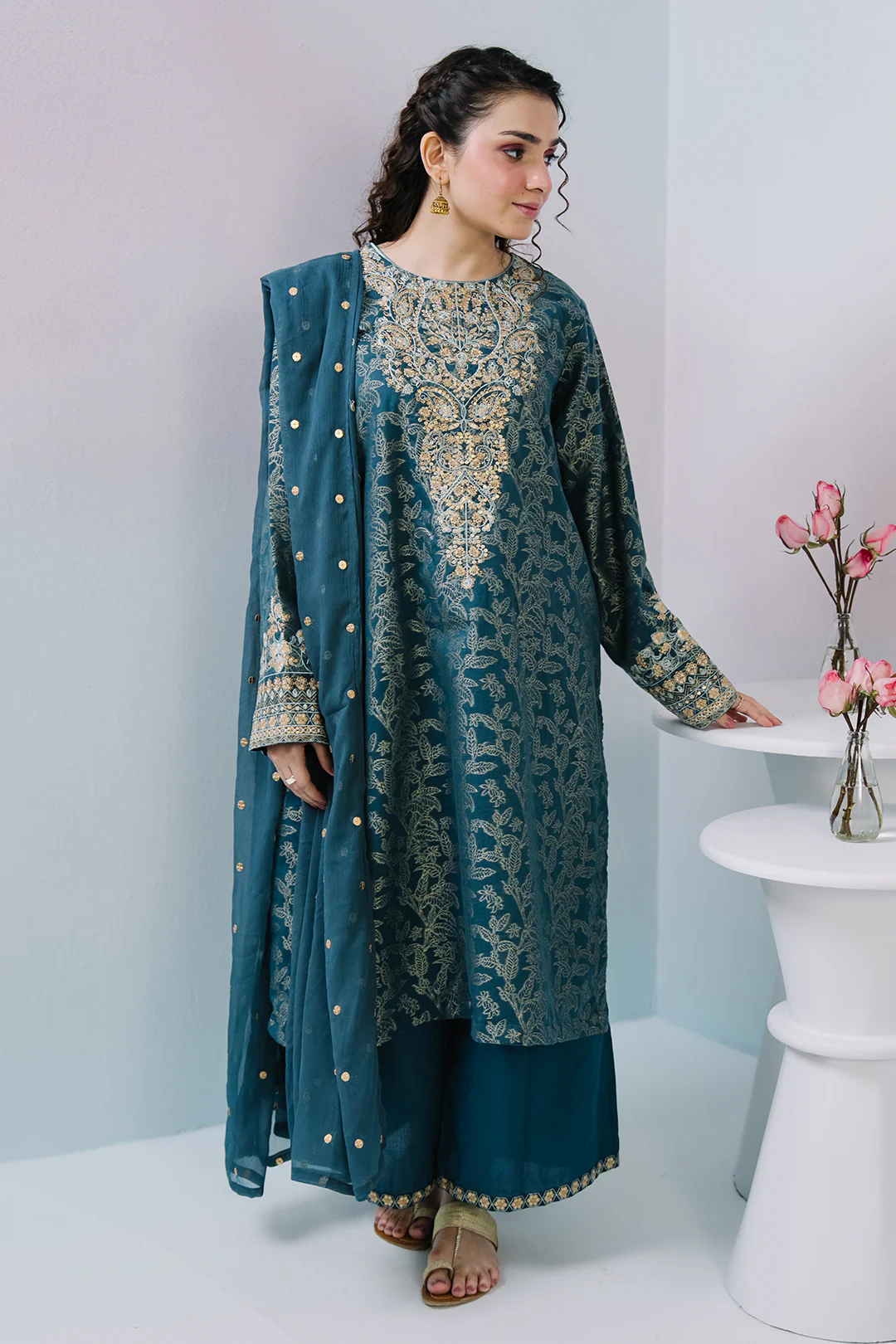 Embroidered Kurta Dupatta Trouser - 2523 - Image 9