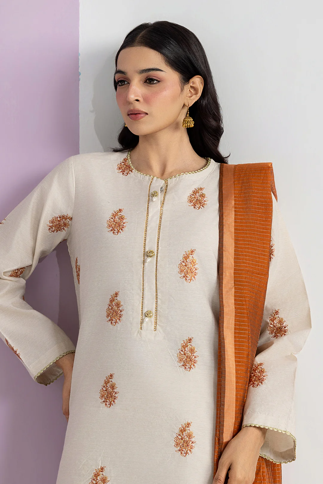 Embroidered Kurta Dupatta Trouser - 2554 - Image 2