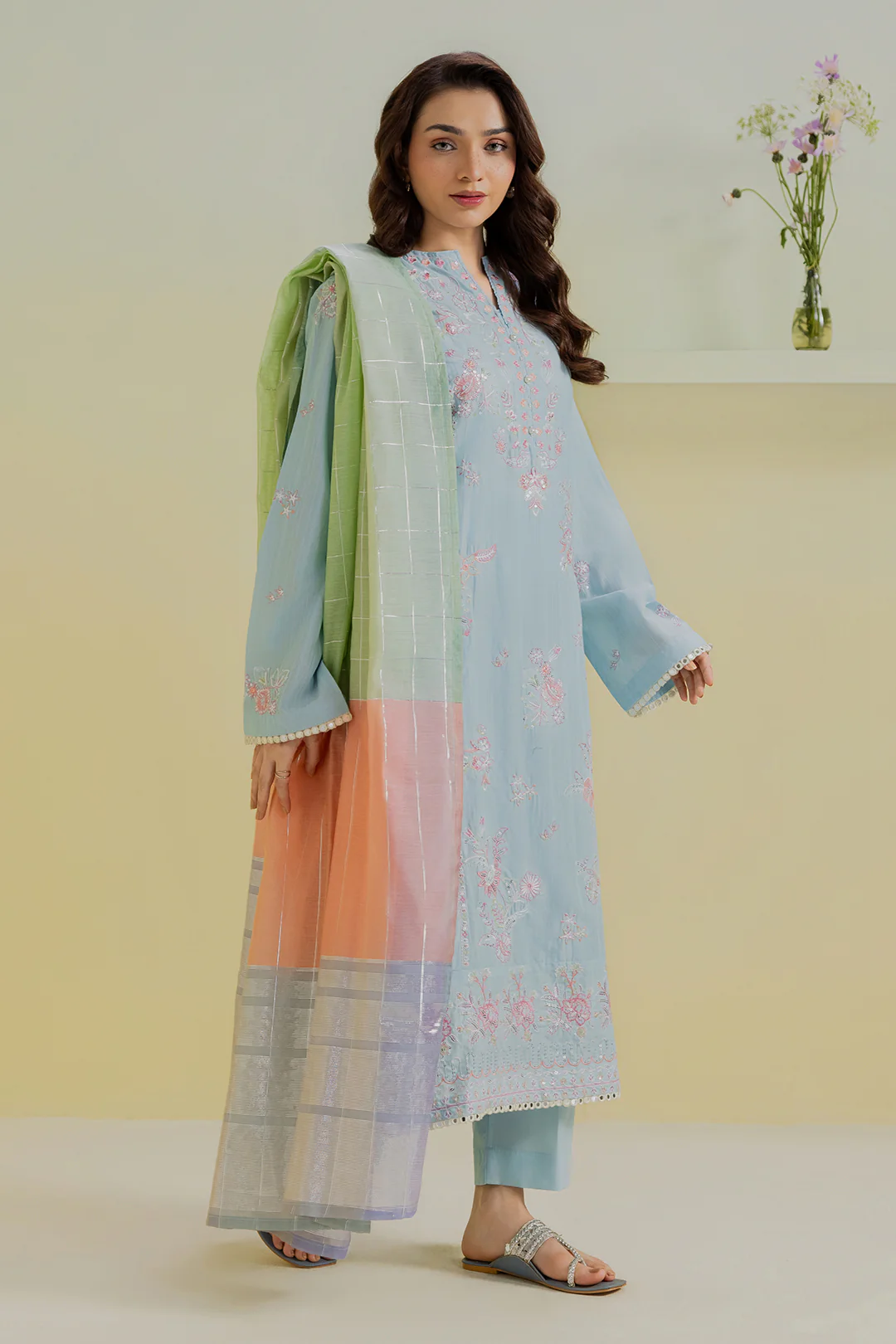 Embroidered Kurta Dupatta Trouser - 2563 - Image 2