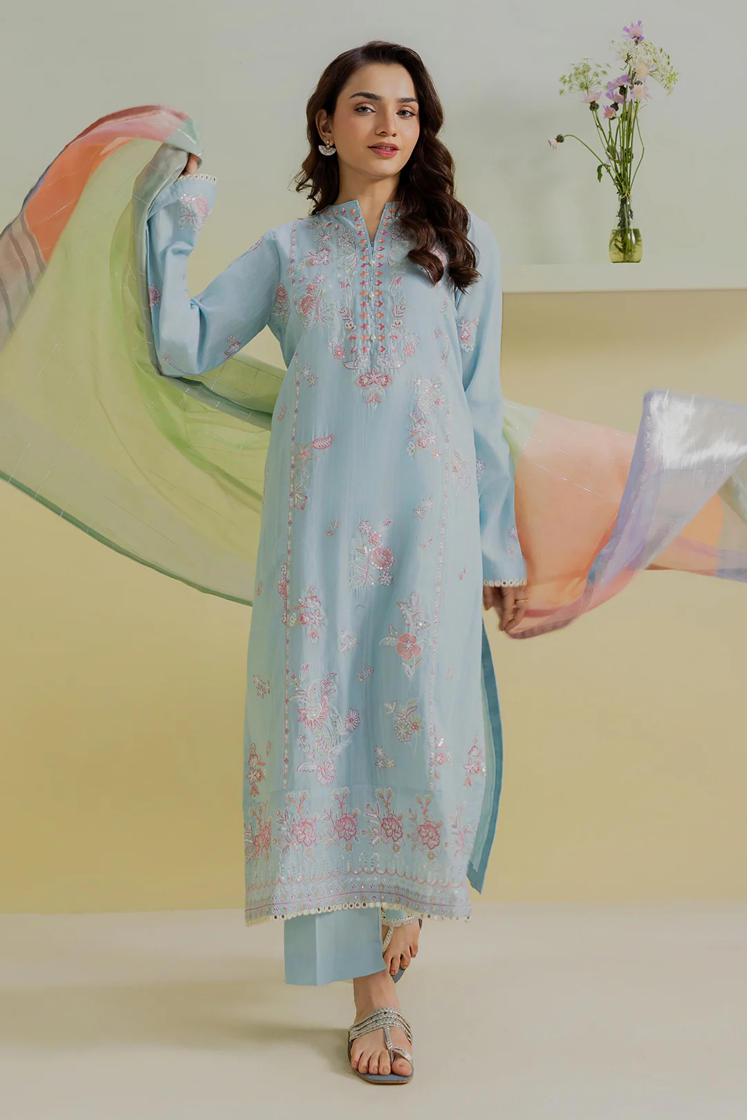 Embroidered Kurta Dupatta Trouser - 2563 - Image 4