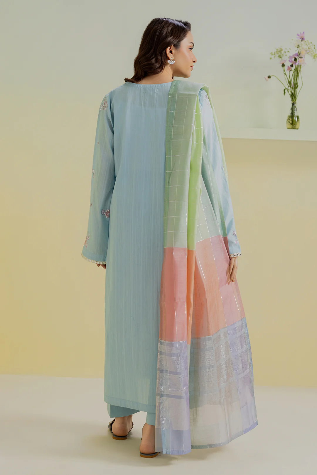 Embroidered Kurta Dupatta Trouser - 2563 - Image 7