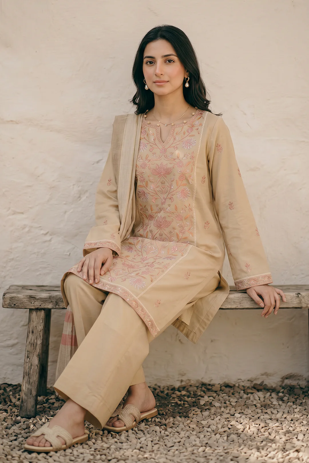 Embroidered Kurta Dupatta Trouser - 2588 - Image 2
