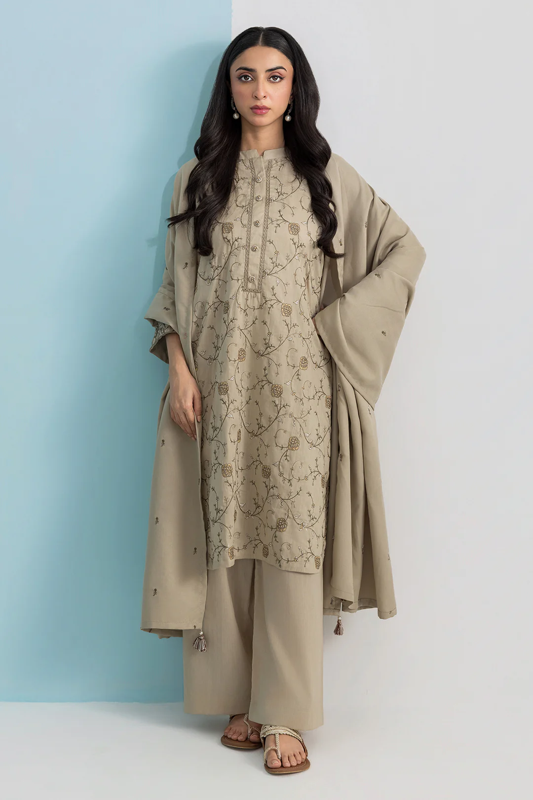 Embroidered Kurta Dupatta Trouser - 2589 - Image 3