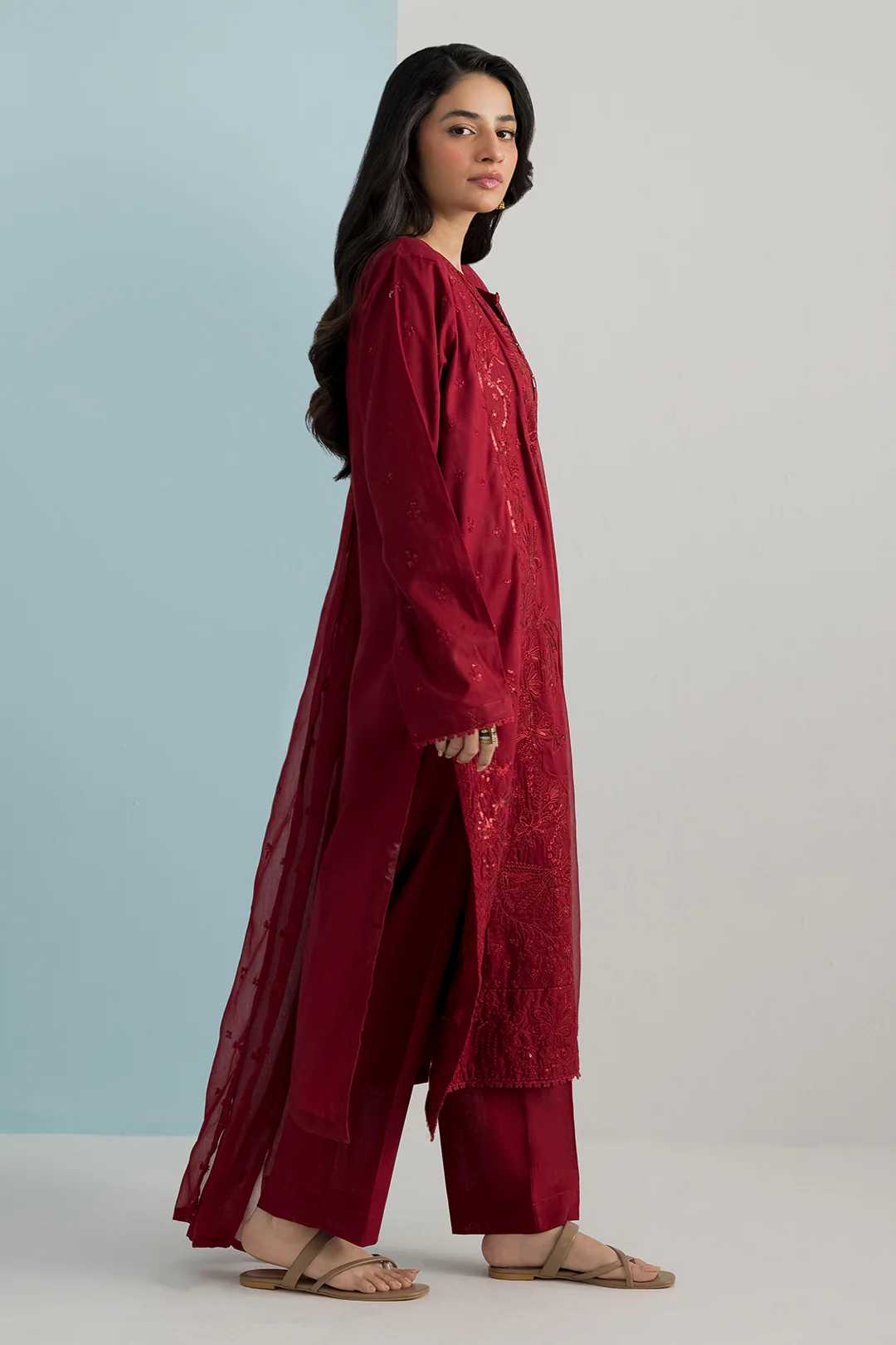 Embroidered Kurta Dupatta Trouser - 2607 - Image 6
