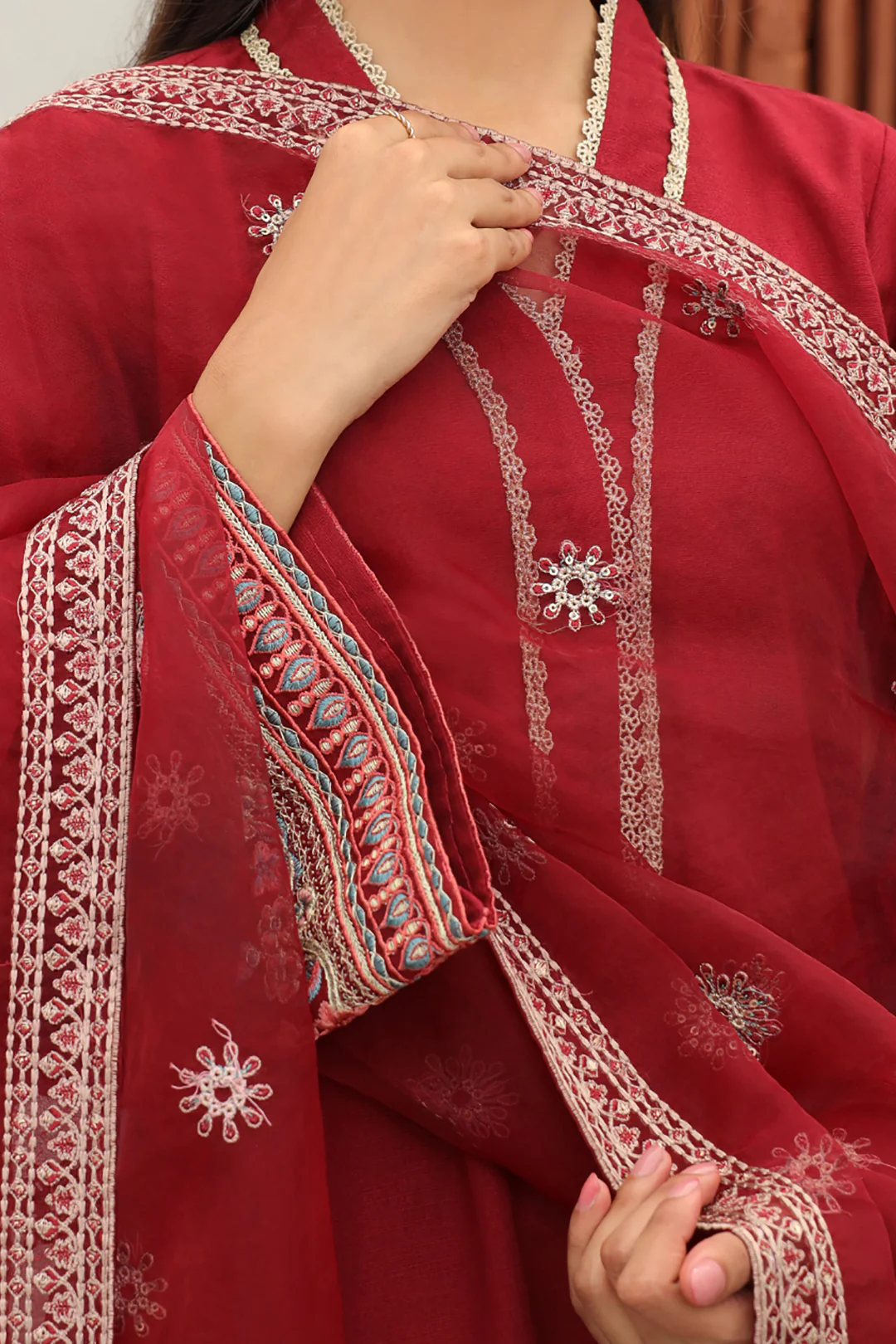 Embroidered Kurta Dupatta Trouser - 3278 - Image 4