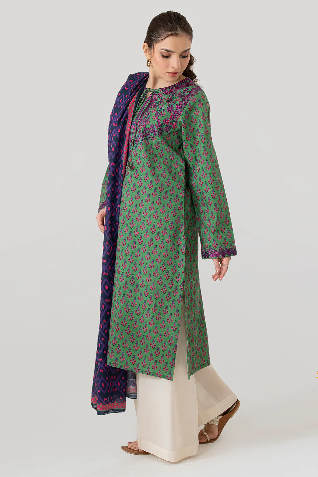 Embroidered Kurta Dupatta - 3213 - Image 3