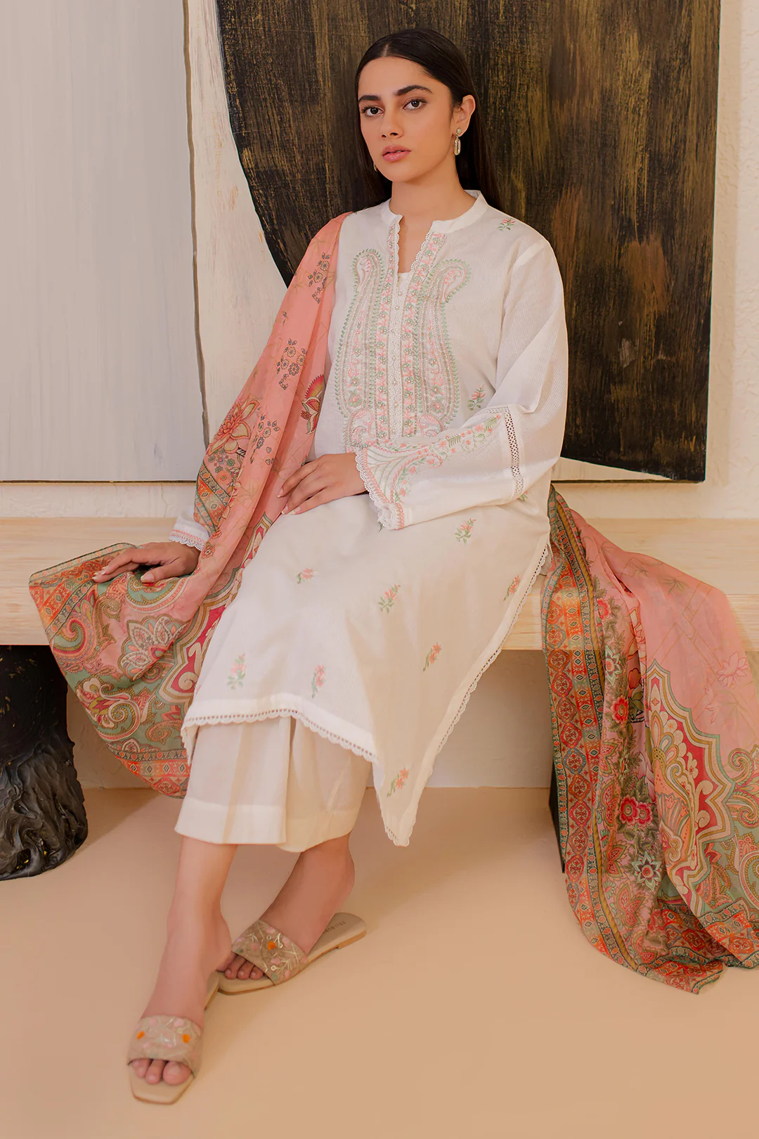 Embroidered Kurta Dupatta - 3330 - Image 2