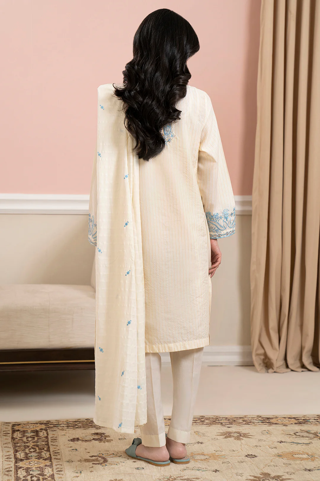 Embroidered Kurta Dupatta - 0974 - Image 7