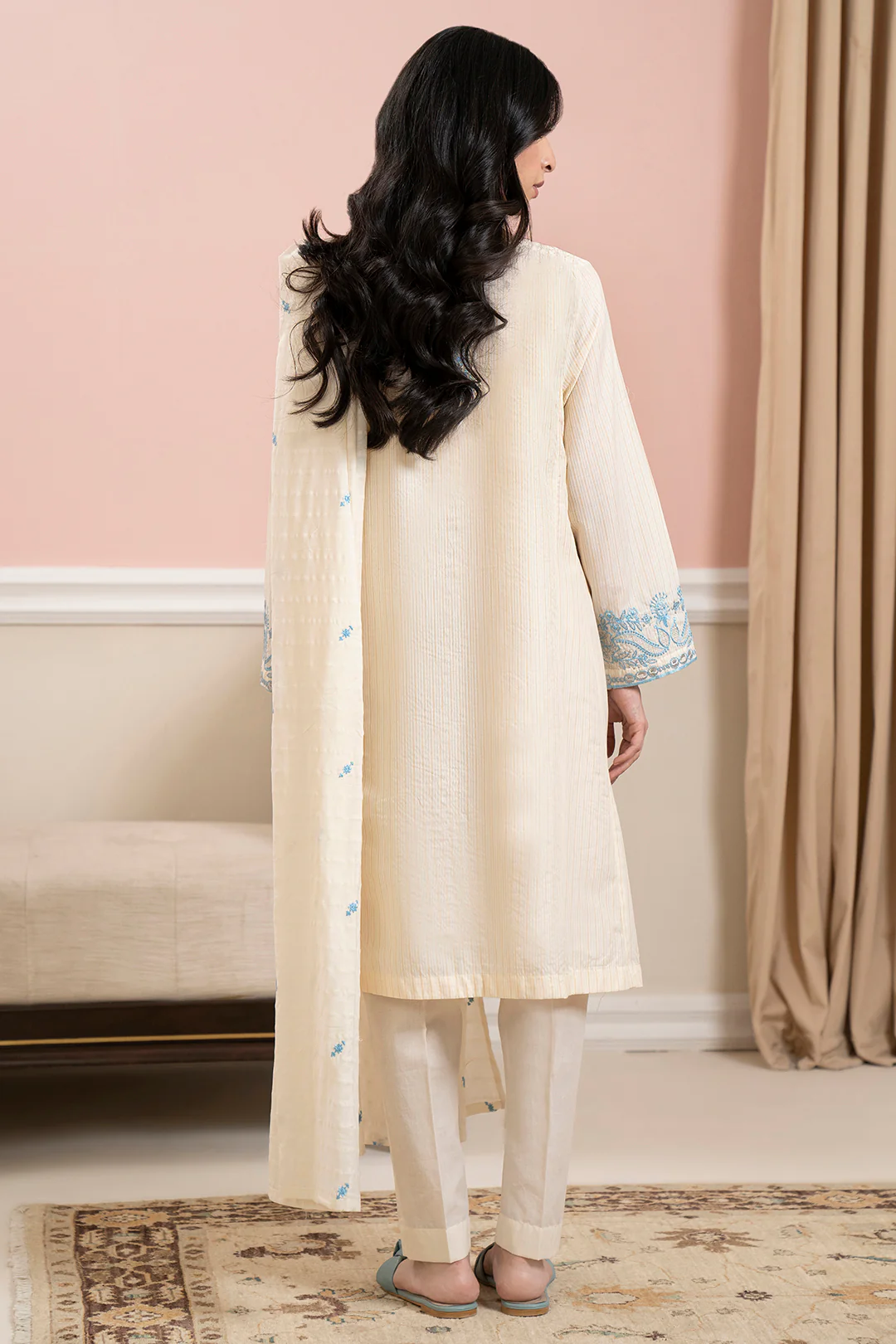 Embroidered Kurta Dupatta - 0974 - Image 9