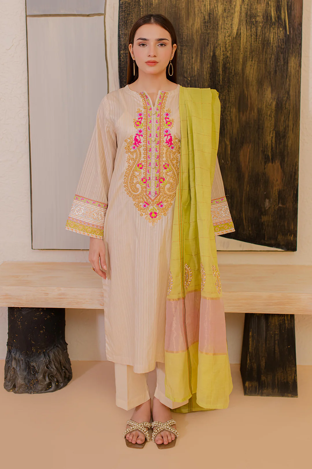 Embroidered Kurta Dupatta - 1094 - Image 2