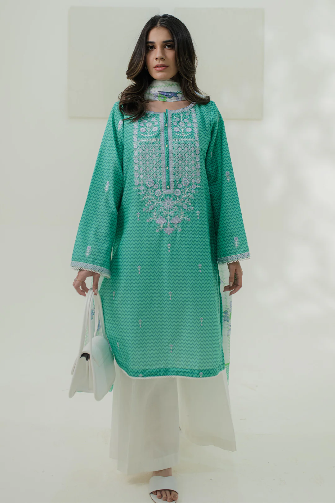 Embroidered Kurta Dupatta - 1703 - Image 2