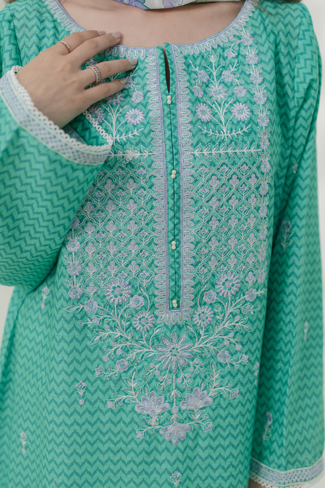 Embroidered Kurta Dupatta - 1703 - Image 3