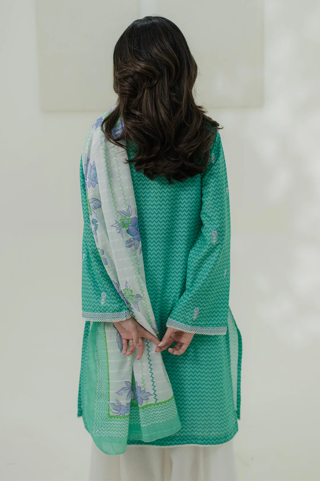 Embroidered Kurta Dupatta - 1703 - Image 4