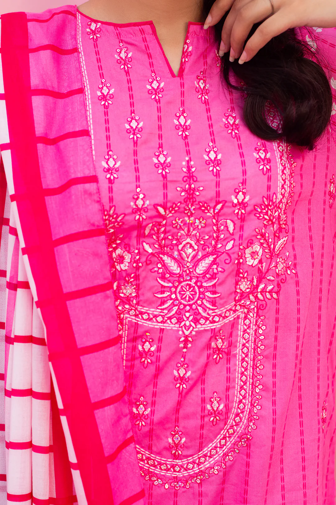 Embroidered Kurta Dupatta - 1707 - Image 4