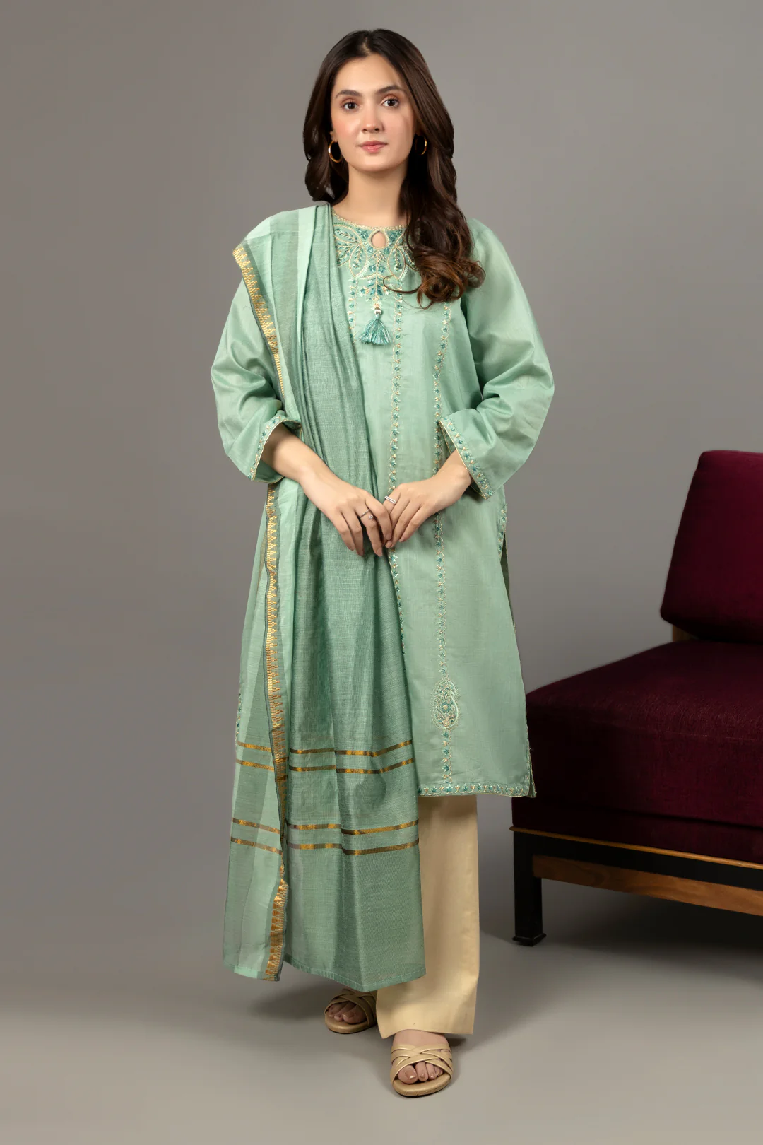 Embroidered Kurta Dupatta - 1774 - Image 2
