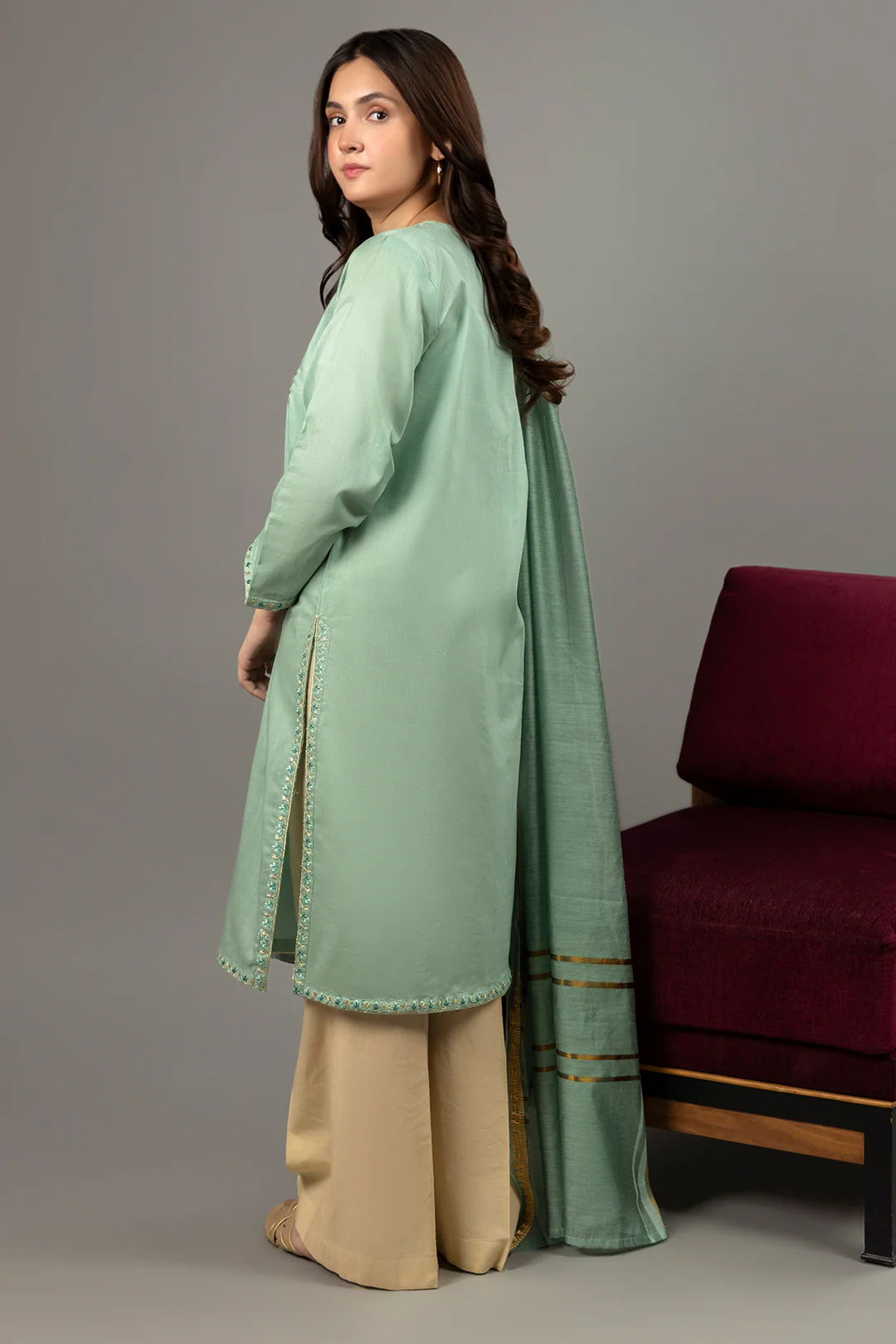 Embroidered Kurta Dupatta - 1774 - Image 5
