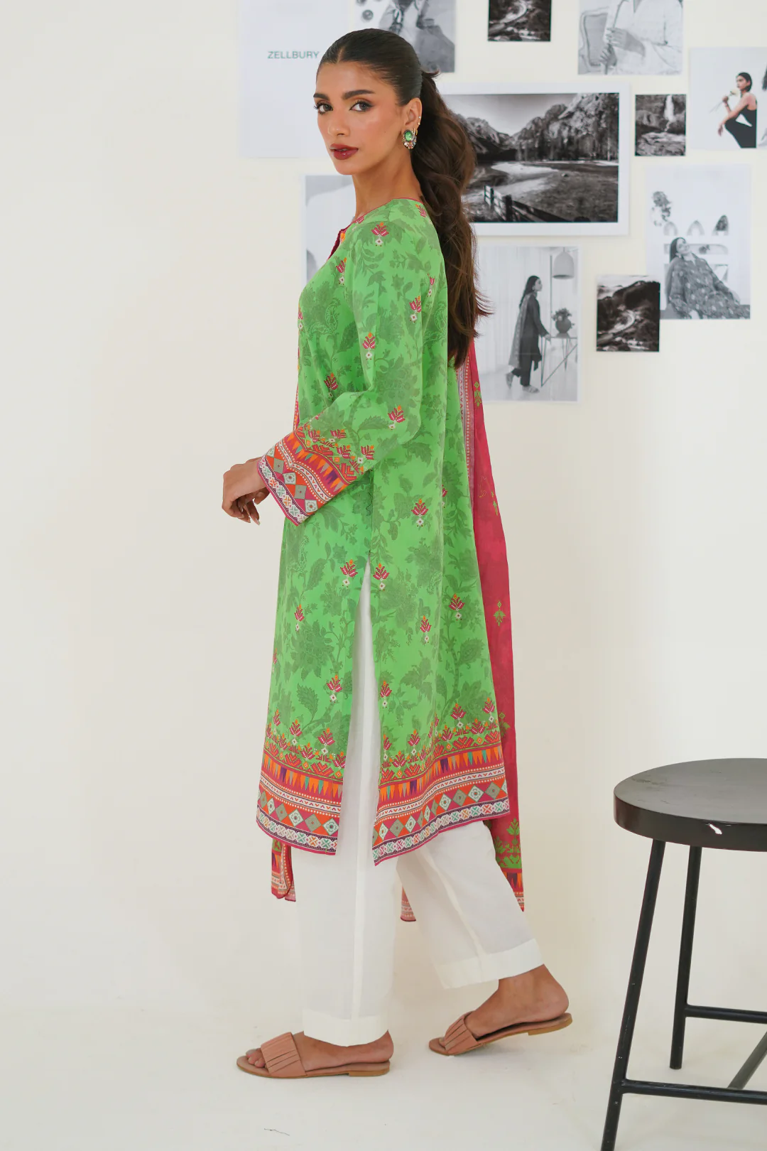 Embroidered Kurta Dupatta - 1894 - Image 5