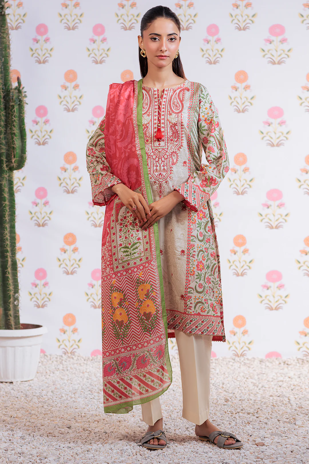 Embroidered Kurta Dupatta - 1895 - Image 2