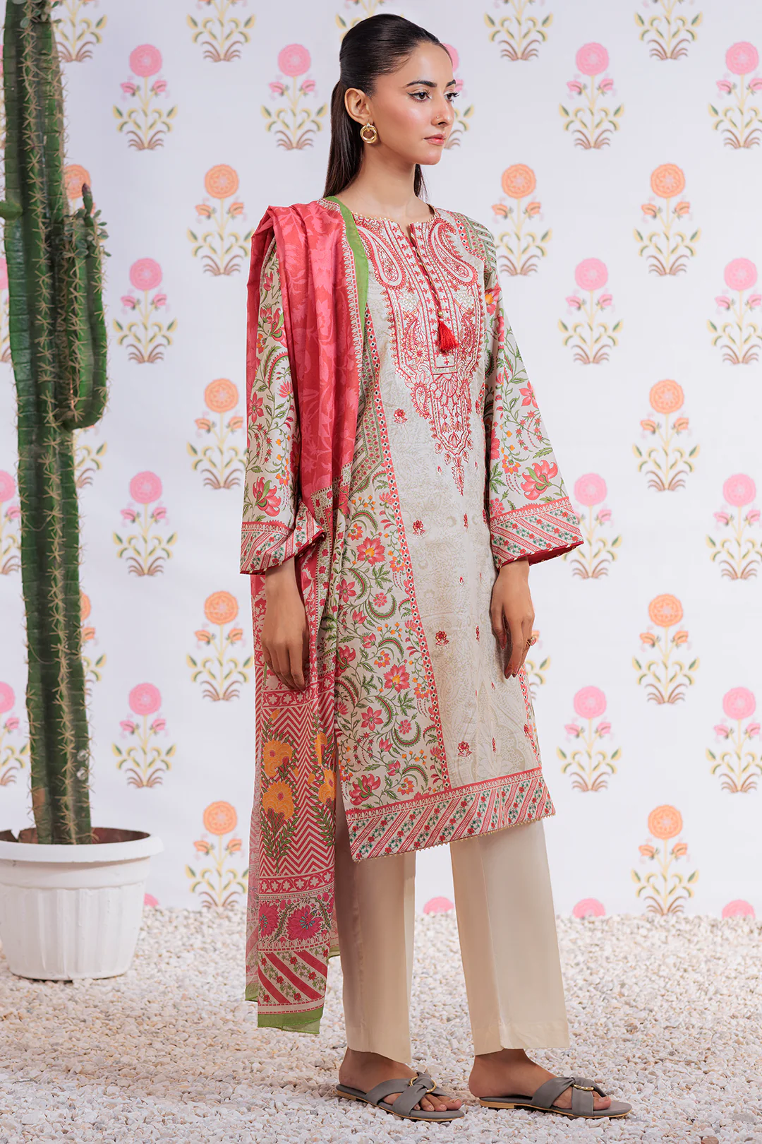 Embroidered Kurta Dupatta - 1895 - Image 3