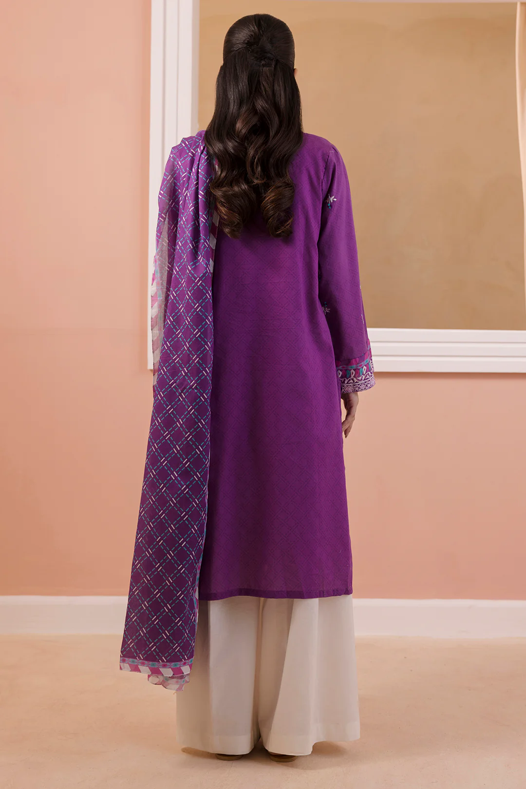 Embroidered Kurta Dupatta - 1896 - Image 7