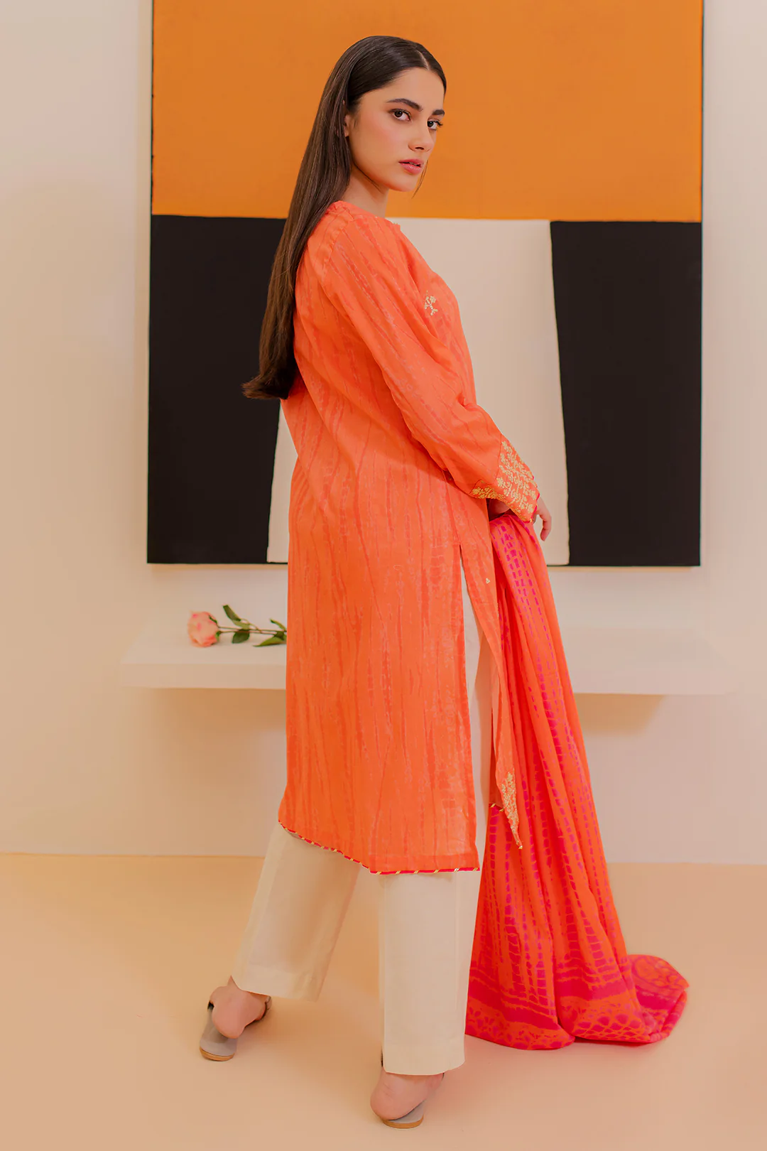 Embroidered Kurta Dupatta - 1899 - Image 5