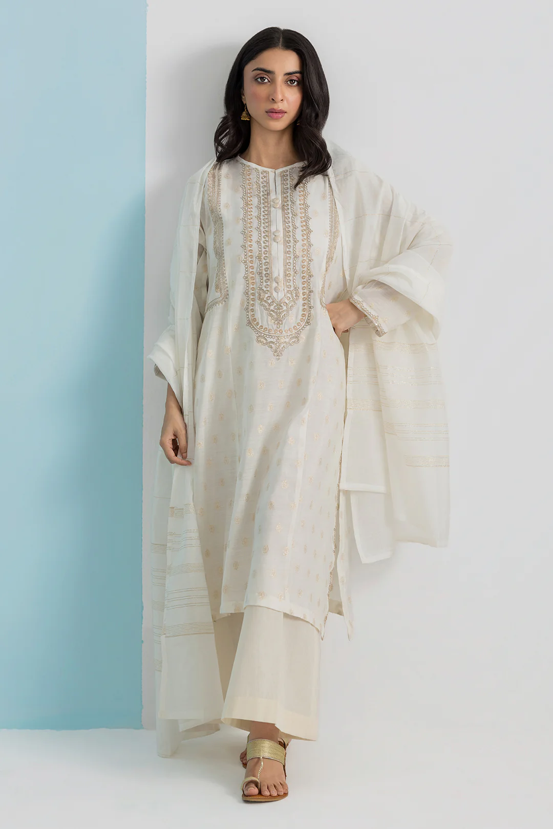 Embroidered Kurta Dupatta - 1977 - Image 5