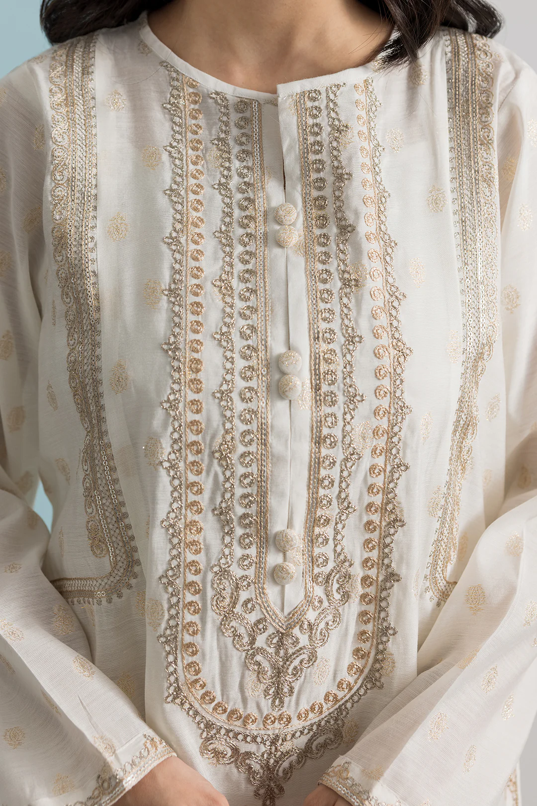Embroidered Kurta Dupatta - 1977 - Image 7