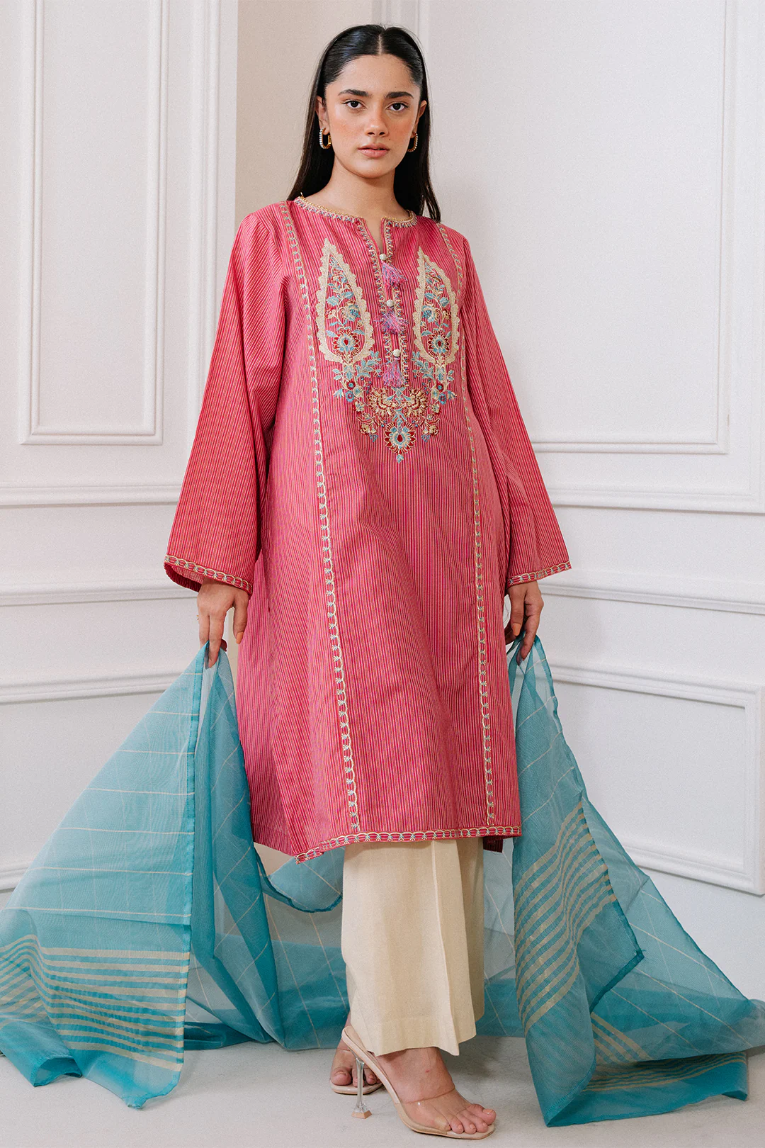Embroidered Kurta Dupatta - 1983 - Image 2