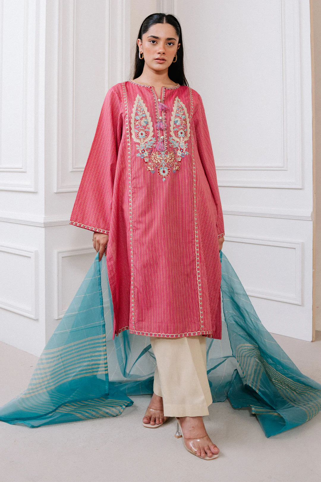 Embroidered Kurta Dupatta - 1983 - Image 3