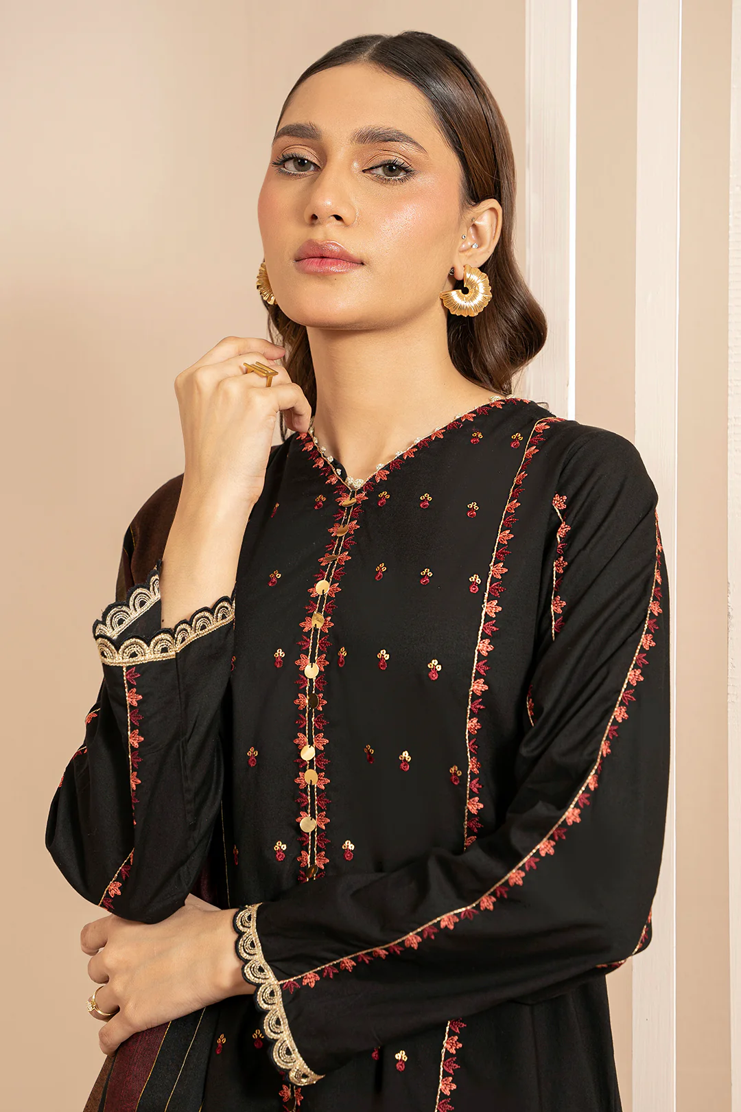 Embroidered Kurta Dupatta - 1985 - Image 2