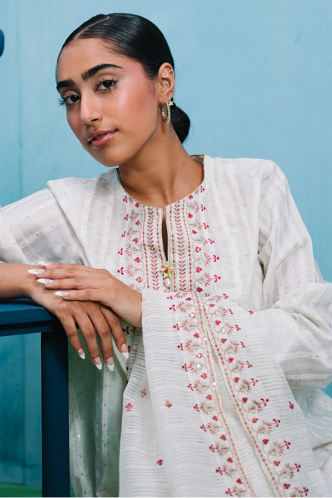 Embroidered Kurta Dupatta - 1987 - Image 2