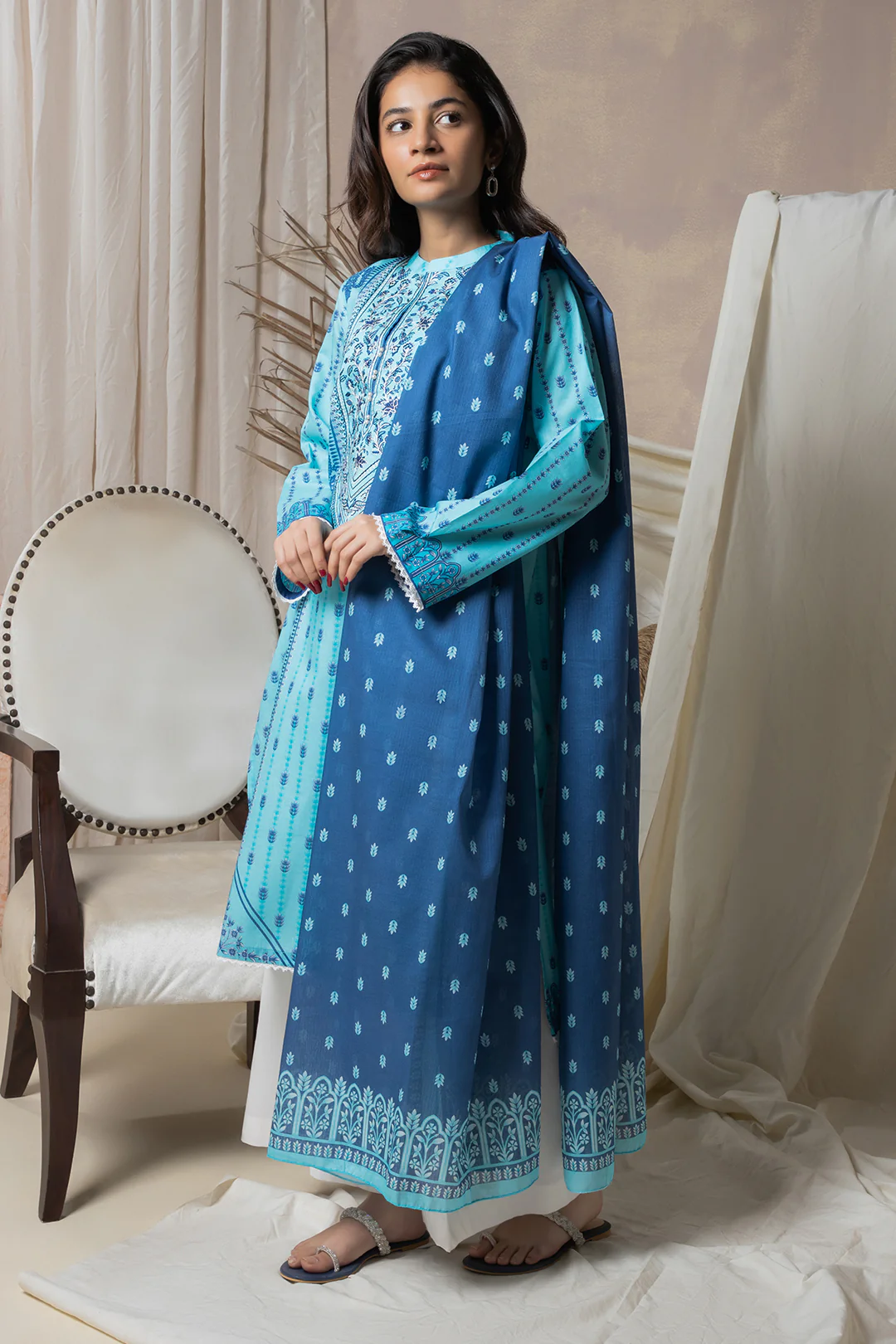 Embroidered Kurta Dupatta - 2070 - Image 3
