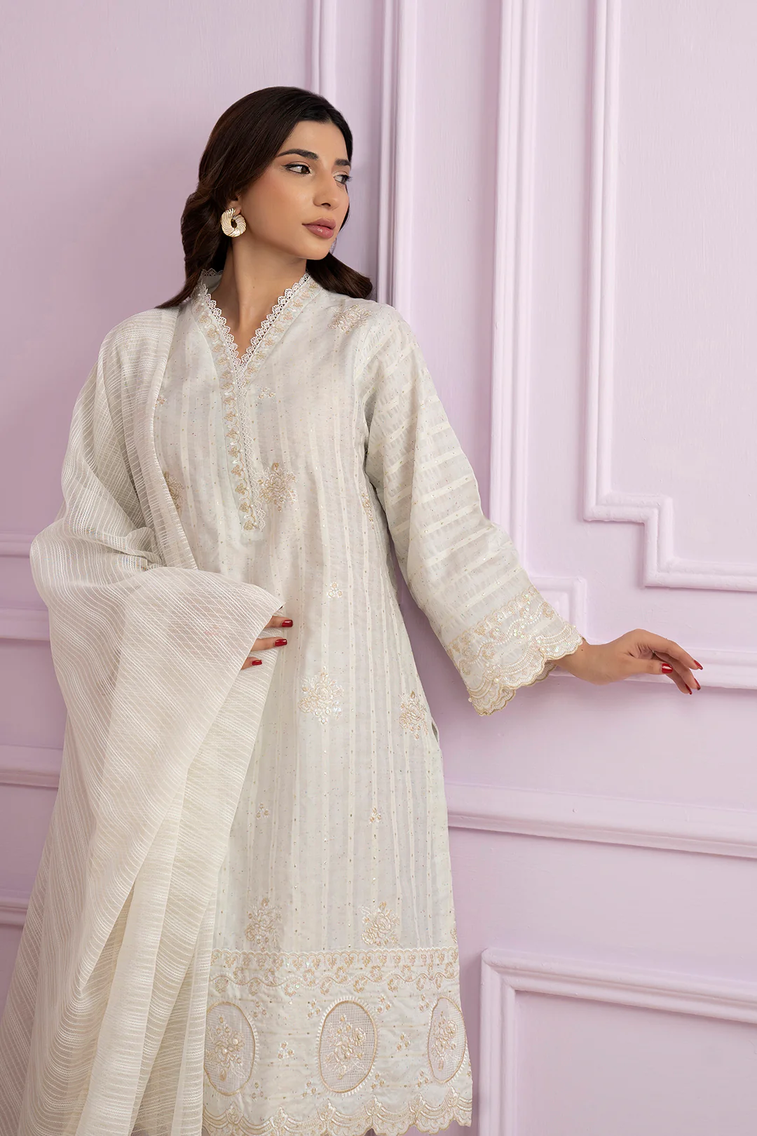 Embroidered Kurta Dupatta - 2121 - Image 3