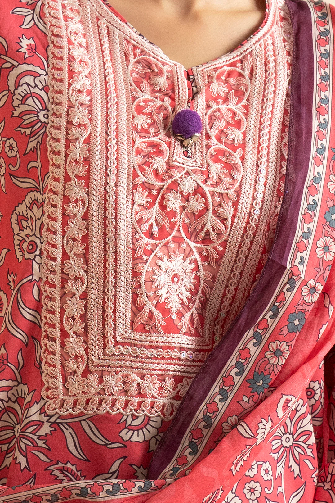 Embroidered Kurta Dupatta - 1476 - Image 3