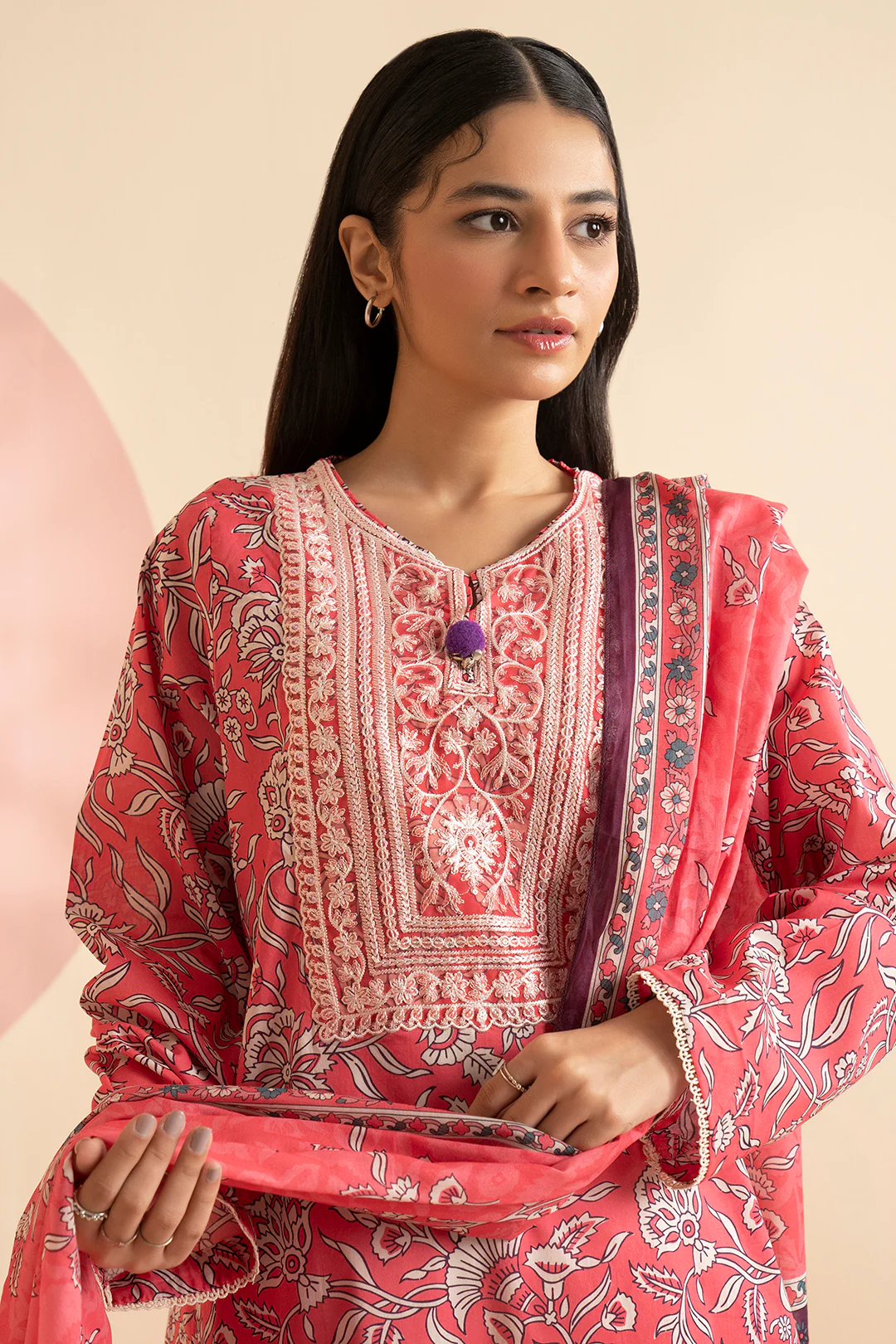 Embroidered Kurta Dupatta - 1476 - Image 4