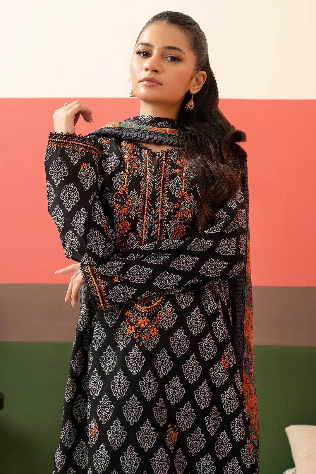 Embroidered Kurta Dupatta - 1506 - Image 8