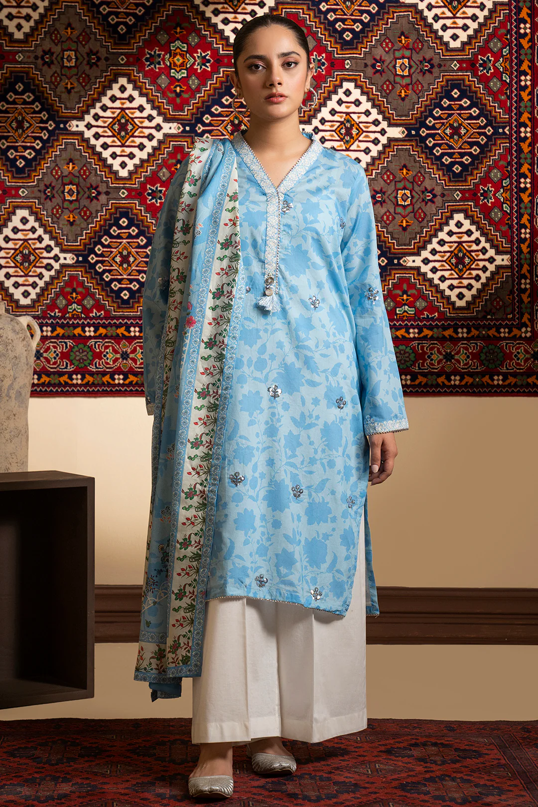 Embroidered Kurta Dupatta - 1609 - Image 2