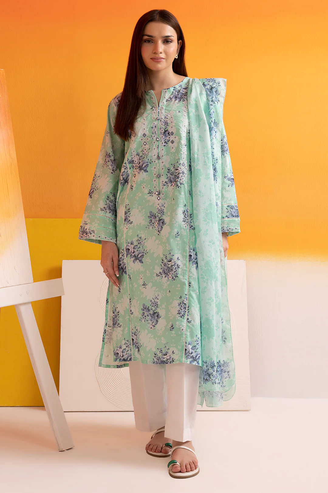 Embroidered Kurta Dupatta - 1610 - Image 2