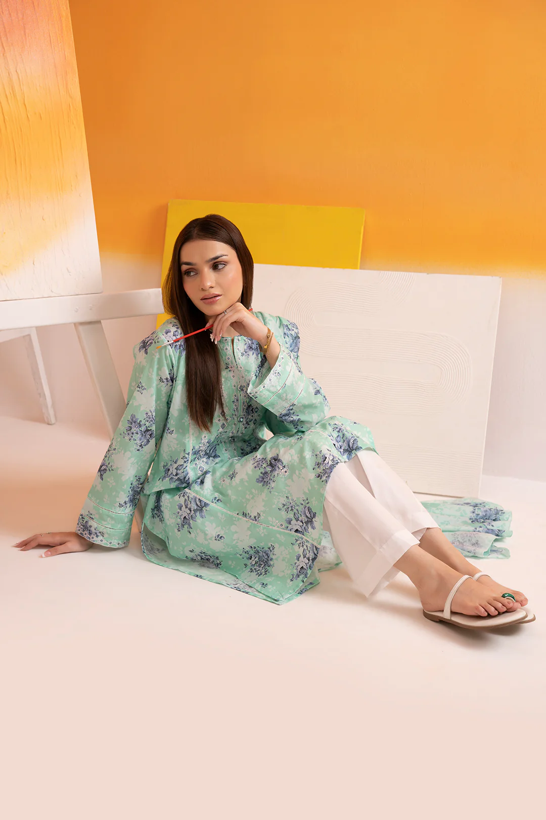 Embroidered Kurta Dupatta - 1610 - Image 5
