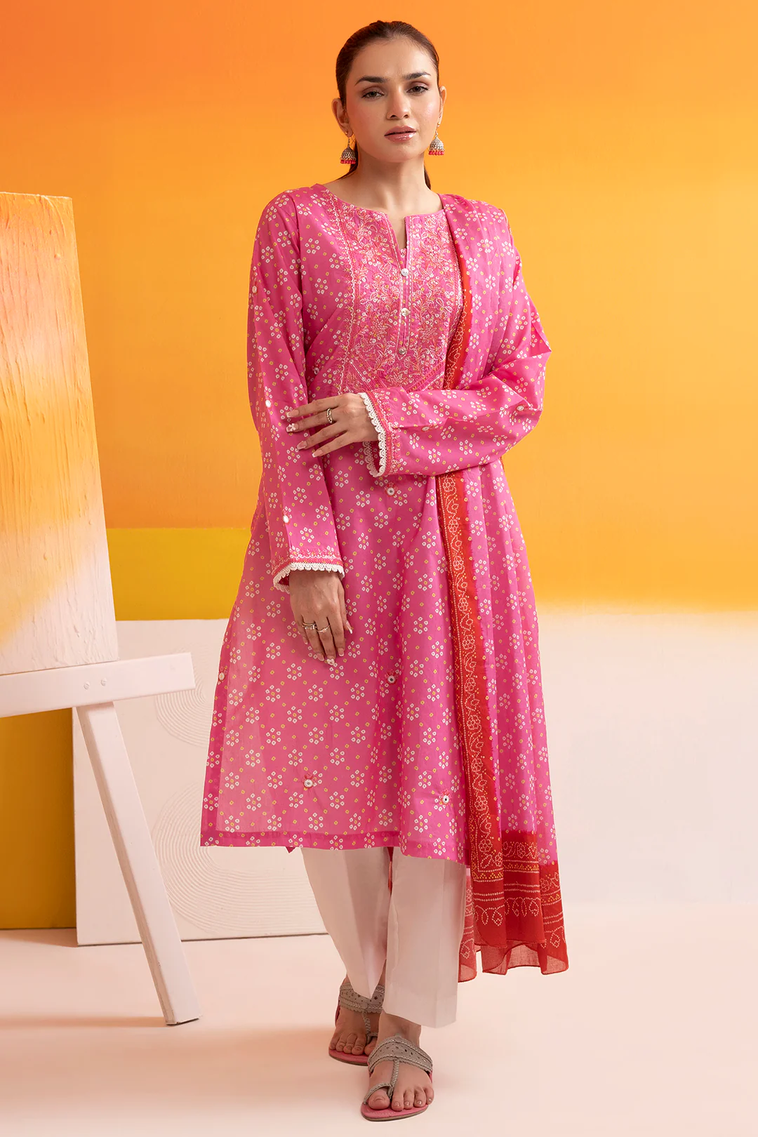Embroidered Kurta Dupatta - 1809 - Image 2