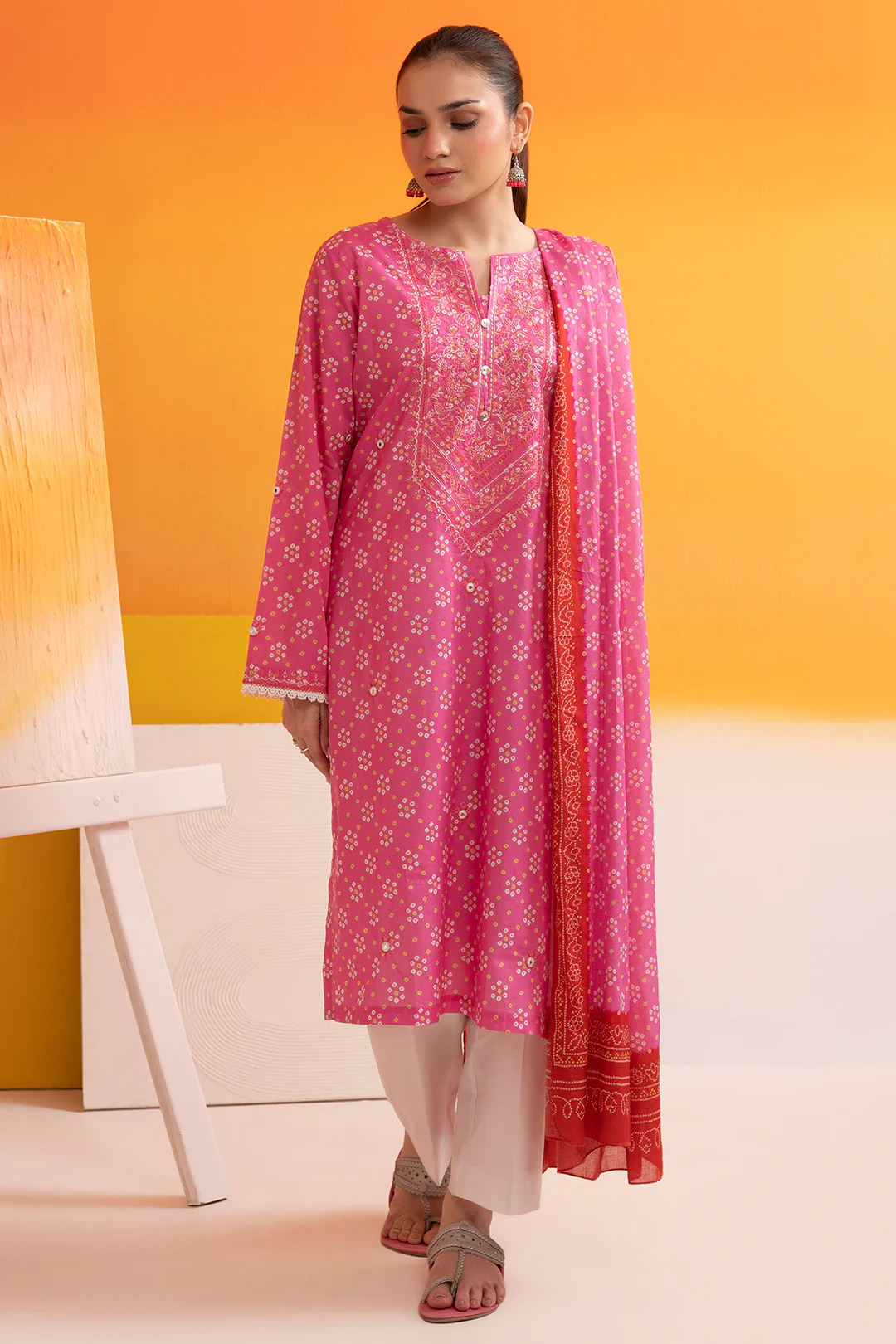 Embroidered Kurta Dupatta - 1809 - Image 8