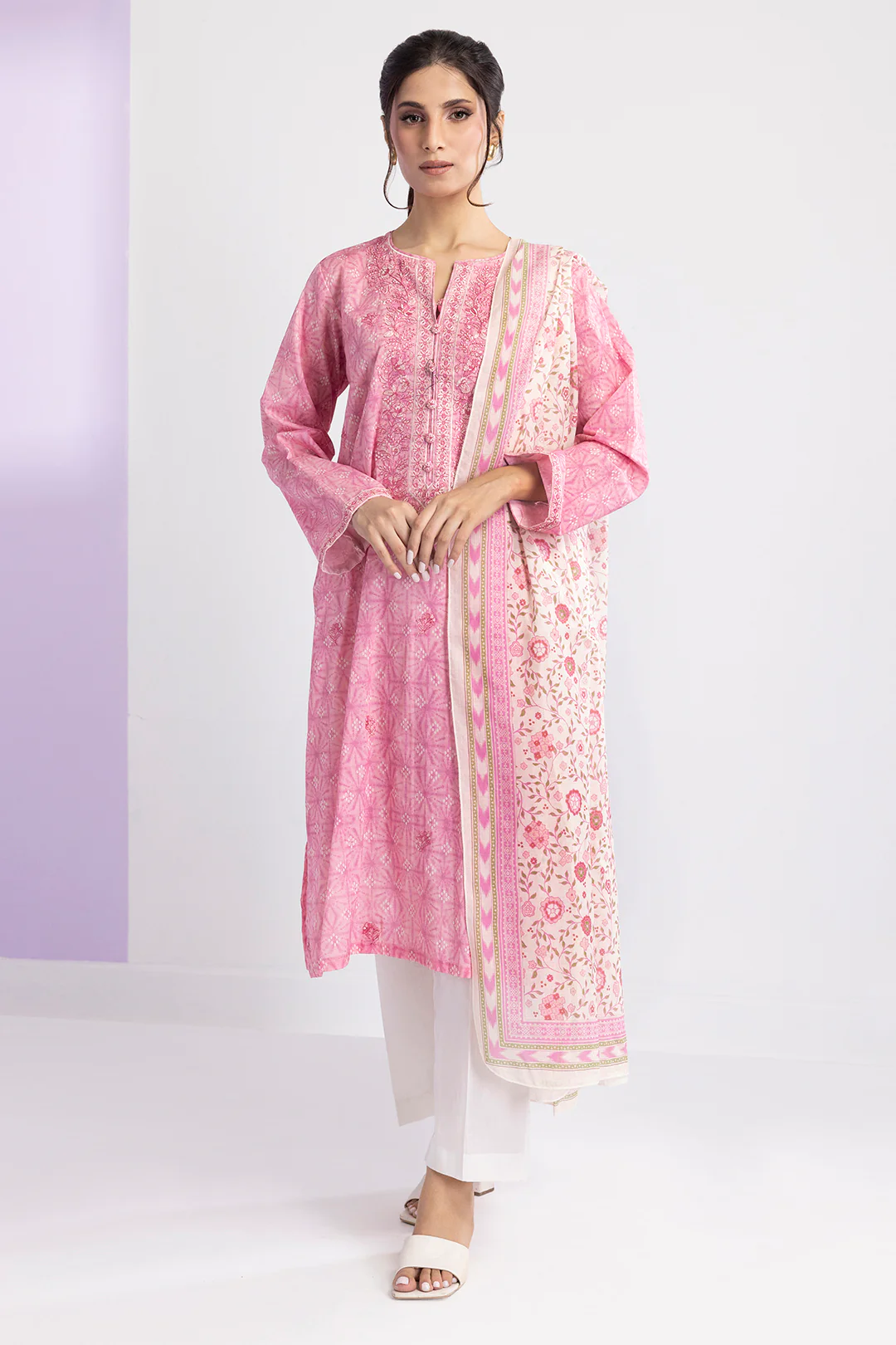 Embroidered Kurta Dupatta - 1851 - Image 2