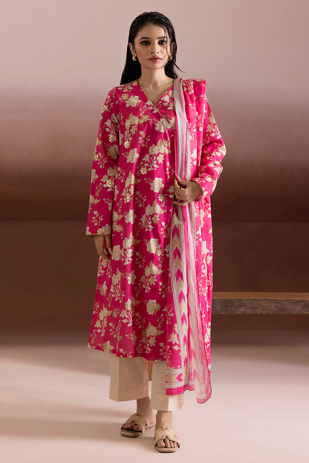 Embroidered Kurta Dupatta - 1969 - Image 2