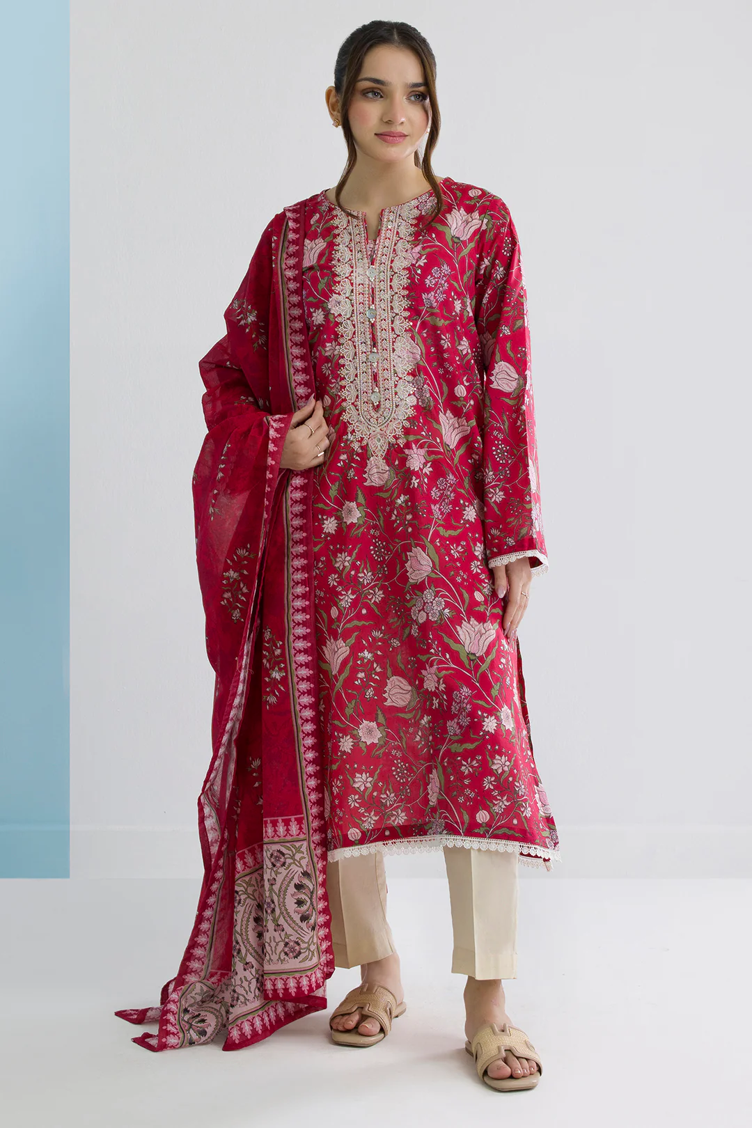 Embroidered Kurta Dupatta - 2041